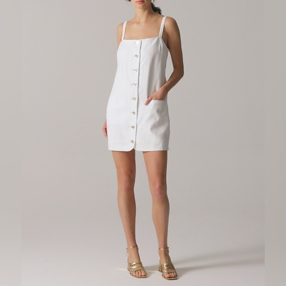 J. Crew White Claudia Linen Dress - Picture 1 of 12